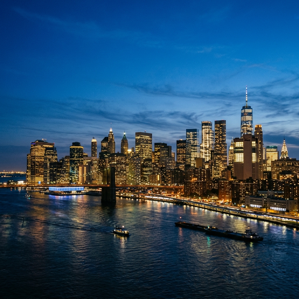 Skyline de Manhattan, New York, au crépuscule